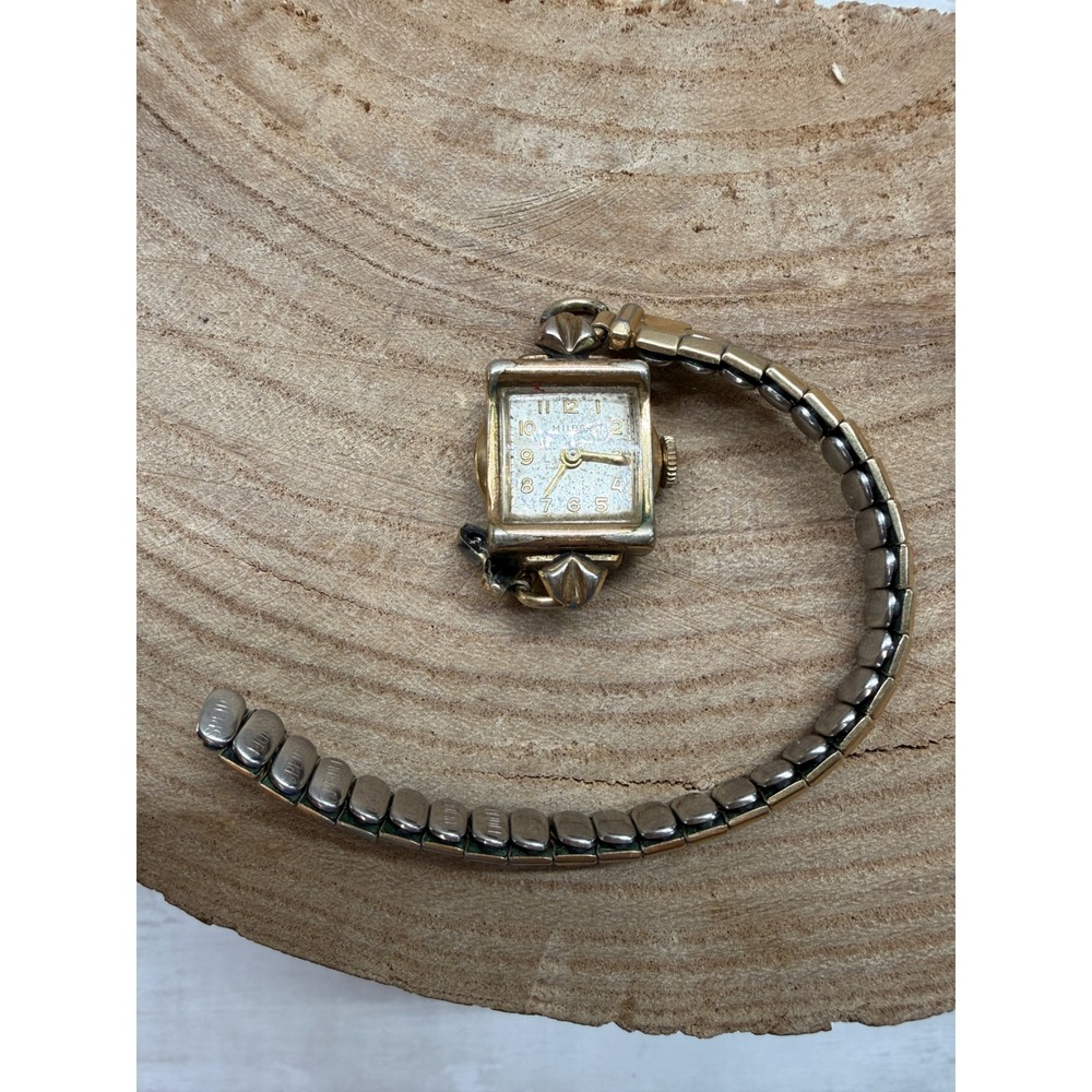 Vintage Milber Womens Cocktail Watch Square Gold Tone Speidel Band Repair Parts